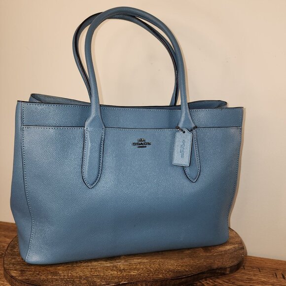 Coach Large Blue Bailey Carryall Shoulder Tote Bag EUC - Picture 7 of 16
